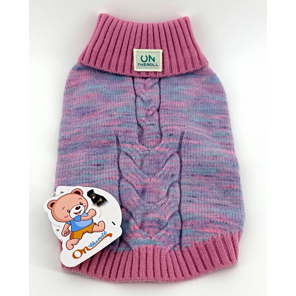On the Roll Cable Knit Warm Dog Sweater Size S Pink Blue Purple